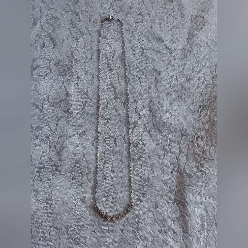 ✨️3 For $15✨️ Elegant Silver Crystal Bar Necklace - Picture 7 of 9